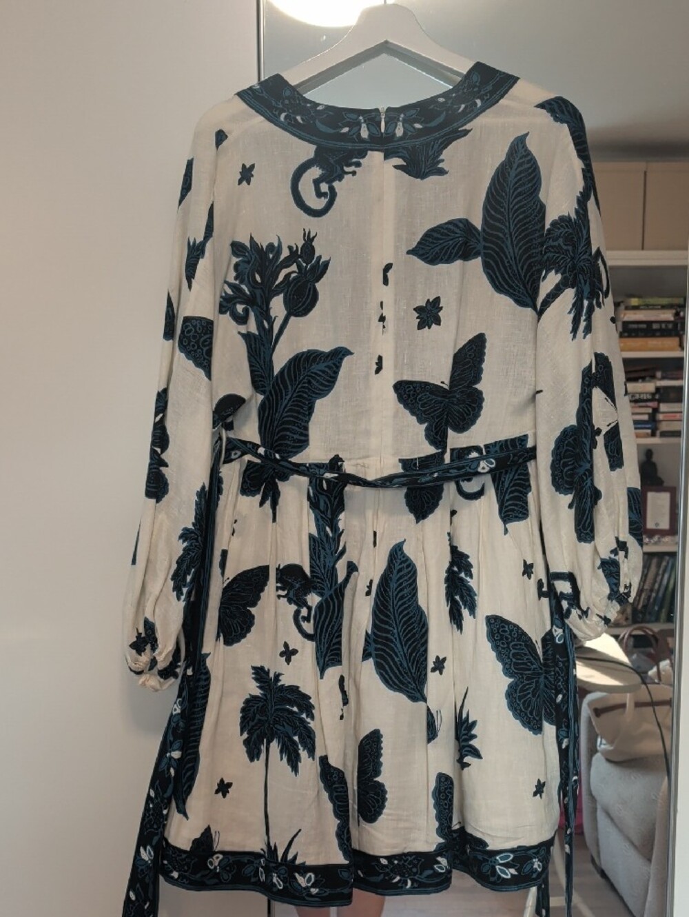 Banana Republic White Dress with Navy Botanical & Butterfly Print - Picture 2 of 3